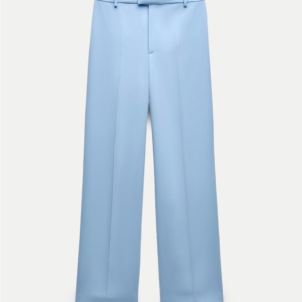 Zara Women’s Collection Straight Leg Trouser Pants Color Light Blue Size XL NWT
